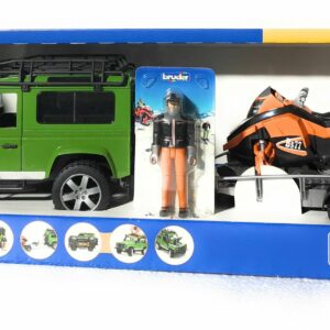 Bruder 02594 -  Land Rover Defender Station Wagon + rimorchio e motoslitta - scala 1/16
