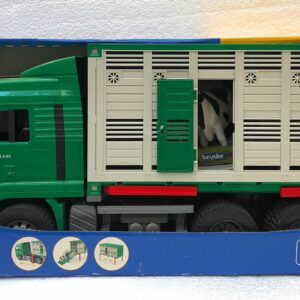 Bruder 02749 -  MAN TGA trasporto bestiame con 1 mucca -CONFEZIONE MOLTO ROVINATA- scala 1/16