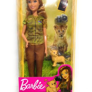 Barbie- Carriere Fotoreporter con Cucciolo di Leone, Ispirata a National Geographic, Mattel GDM46-GDM44 senza scarpe