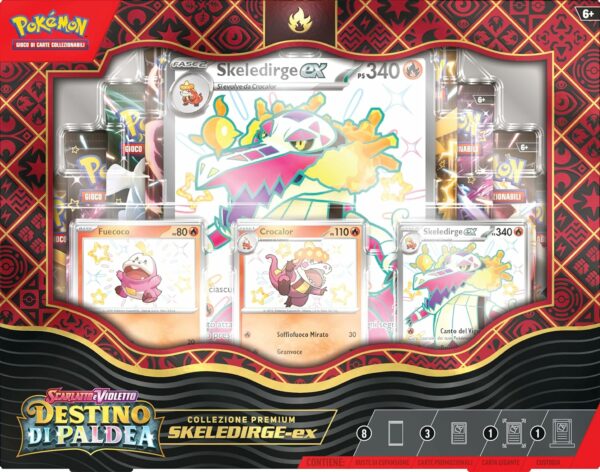 Pokemon Collezione premium Skeledirge-ex dell’espansione Scarlatto e Violetto Destino di Paldea edizione in italiano