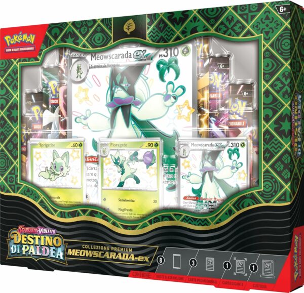 Pokemon Collezione premium Meowscarada-ex dell’espansione Scarlatto e Violetto Destino di Paldea edizione in italiano - immagine 2