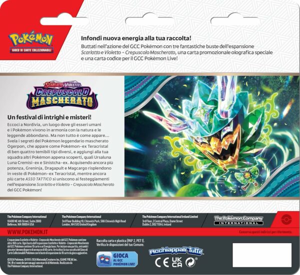 Pokémon tre buste di espansione con Revavroom dell’espansione Scarlatto e Violetto - Crepuscolo Mascherato del GCC Pokémon (tre buste e una carta promozionale olografica) - immagine 2