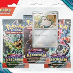 Pokémon Confezione da tre buste di espansione con Snorlax dell’espansione Scarlatto e Violetto - Crepuscolo Mascherato del GCC Pokémon (tre buste e una carta promozionale olografica), edizione in italiano