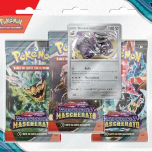 Pokémon tre buste di espansione con Revavroom dell’espansione Scarlatto e Violetto - Crepuscolo Mascherato del GCC Pokémon (tre buste e una carta promozionale olografica)
