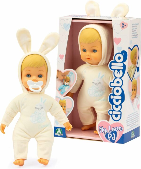 Cicciobello My Love Pigiama Color Crema a Forma di Coniglietto con Ciuccio Incluso Alto 24 cm, Giochi Preziosi CCBE1000