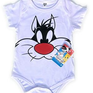 Body Per Bambino Looney Tunes Gatto SIlvestro Varie taglie e colori (24/30mesi 92cm, Bianco)