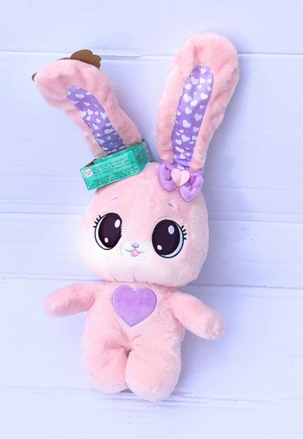 TOYSGIOCATTOLI Coniglietto Rosa, Dolce e Soffice Peluche che Muove le Orecchie e fa ( Cucú se gli Schiacci il Pancino ) - immagine 2