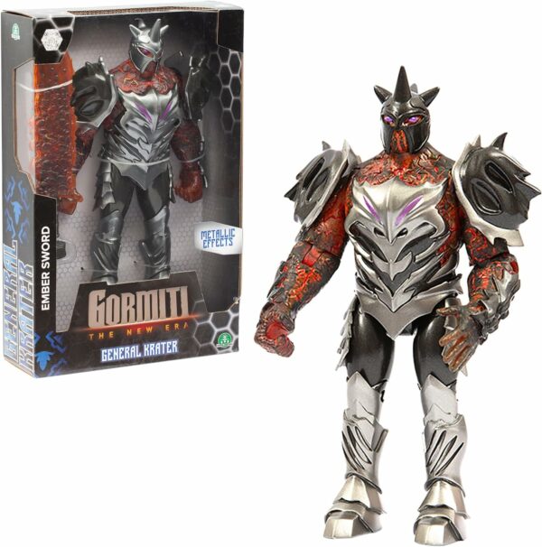 Gormiti THE NEW ERA - Generale Krater Nemico, Action Figure Villain, Rivale Con Arma Bracelama, 27 Cm Articolato, Giochi Preziosi GRV09401