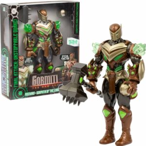 Gormiti THE NEW ERA - Gormita Del Clan Della Terra Rockard Glen Con Funzione Luce E Attacco, 27 Cm Articolato, Armatura Verde Bronzo E Martello Sismico, Giochi Preziosi GRV07000