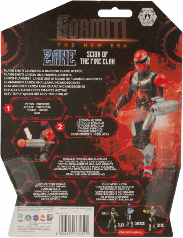 Gormiti THE NEW ERA - Scion Del Clan Del Fuoco Zane Lancia Sfere Funzione Attacco, 15 cm Articolato, Giochi Preziosi GRV11000 - immagine 2