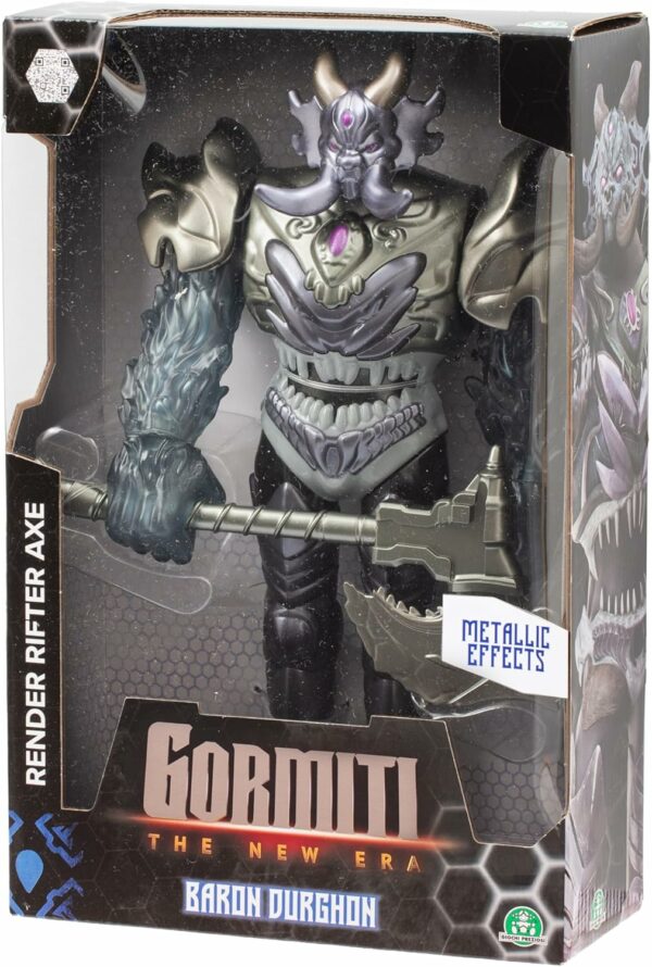 Gormiti THE NEW ERA -Cattivo Baron Durghon Nemico, Action Figure Villain, Rivale Con Arma Ascia Squarciamondi, 27 Cm Articolato, Giochi Preziosi GRV09401