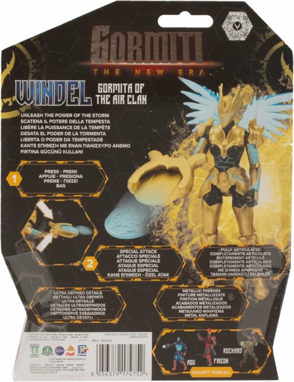 Gormiti THE NEW ERA - Del Clan Dell'Aria Windel Skye Con Funzione Attacco, 15 cm Articolato, Giochi Preziosi GRV22000 - immagine 2