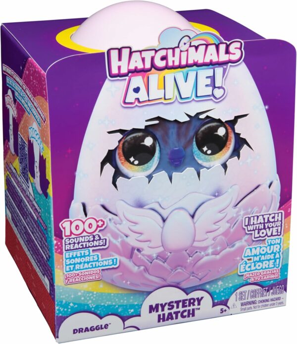HATCHIMALS Alive, Uovo Mystery Hatch Draggle interattivo, Spin Master 6069282 - immagine 2