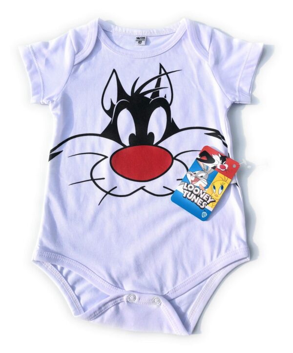 Body Per Bambino Looney Tunes Gatto SIlvestro Varie taglie e colori (24/30mesi 92cm, Bianco)