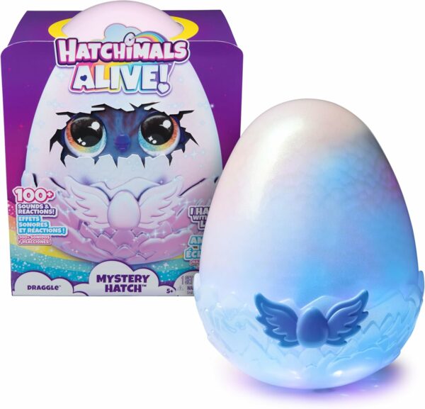 HATCHIMALS Alive, Uovo Mystery Hatch Draggle interattivo, Spin Master 6069282