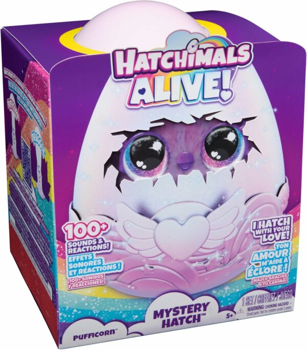 HATCHIMALS Alive, Uovo Mystery Hatch Pufficorn interattivo, Spin Master 6069132 - immagine 2