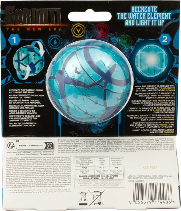 Gormiti THE NEW ERA - Elesfera Del Clan Dell'Acqua Carter, Ricrea L'Elemento Acqua Ruotando Gli Anelli E La Sfera Si Illuminerà, Giochi Preziosi GRV01000 - immagine 2
