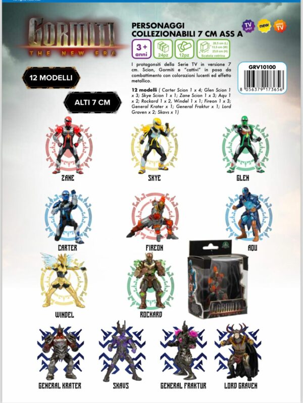 Gormiti New Era, assortimento 7 cm ass.A - GRV10100-  I leggendari Gormiti 12 pezzi