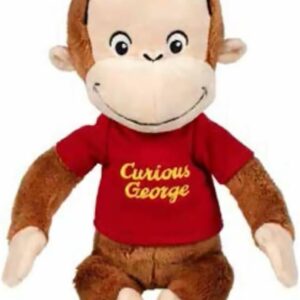 Peluche Curioso George con T-Shirt Rossa - 25 cm, Grandi Giochi CUU04000