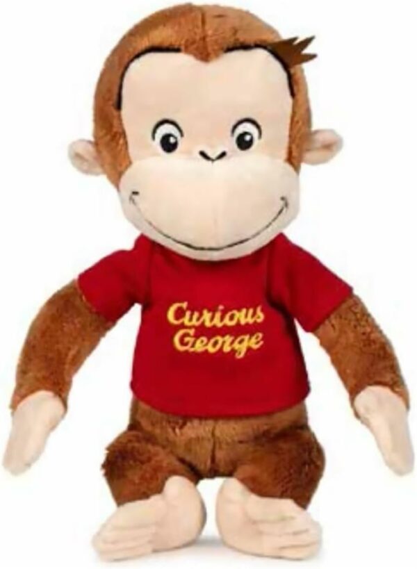 Peluche Curioso George con T-Shirt Rossa - 25 cm, Grandi Giochi CUU04000