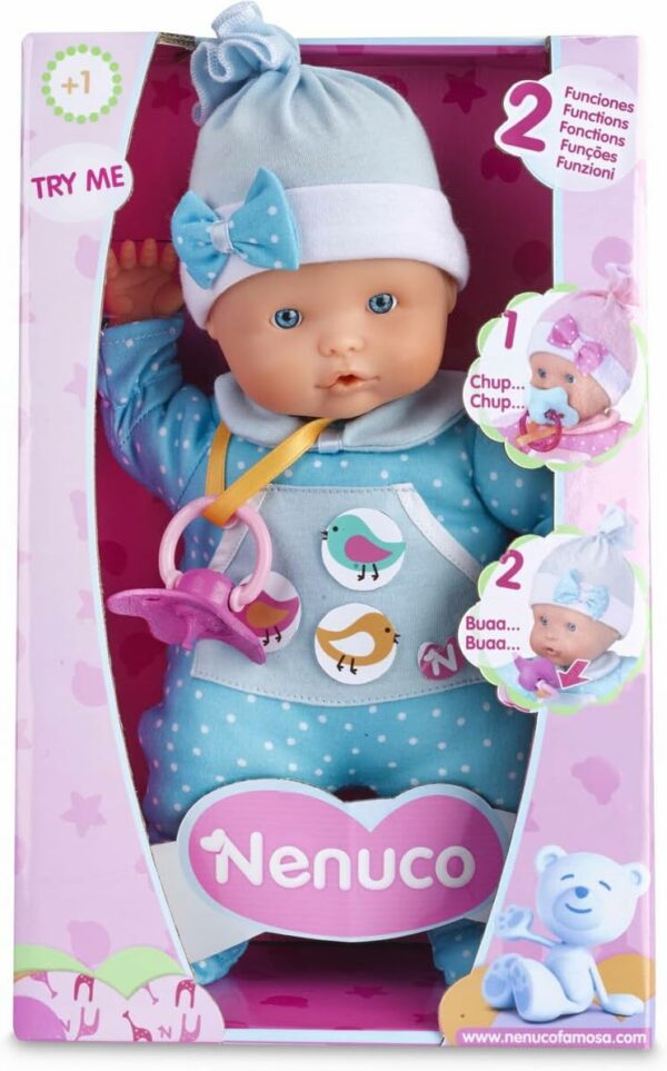 Nenuco, Bambola Che Piange 2 Funzioni, 30 cm, Azzurro, Famosa 700012663