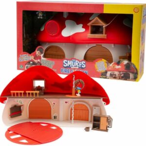 I Puffi - Playset Della Caserma dei Pompieri dei Puffi, Include Puffo Tontolone da 5,5 cm e accessori, Giochi Preziosi PUF29000