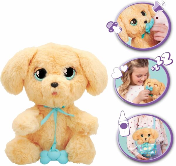 Baby Paws Labrador, Peluche Interattivo con Suoni, Apre e Chiude gli Occhi ed Include Borsetta/Copertina, IMC TOYS 921146 - immagine 3