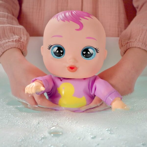 Cry Babies Newborn Bath Time Zoe, Bambola Reagisce quando si bagna, Impermeabile, piange lacrime Vere, IMC Toys 921450 - immagine 3
