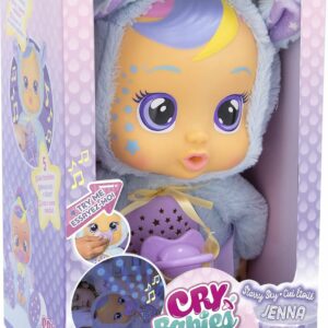Cry Babies Goodnight Starry Sky Jenna, Bambola con lacrime luminose LED, Ninne Nanna e Proiettore di Luci Notturne, IMC Toys  84070
