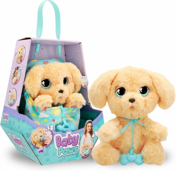 Baby Paws Labrador, Peluche Interattivo con Suoni, Apre e Chiude gli Occhi ed Include Borsetta/Copertina, IMC TOYS 921146