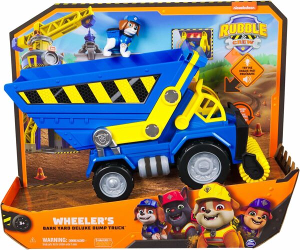 Paw Patrol, Rubble & Crew, Veicolo da cantiere Deluxe di Wheeler, camion ribaltabile con luci e suoni , Spin Master 6070126