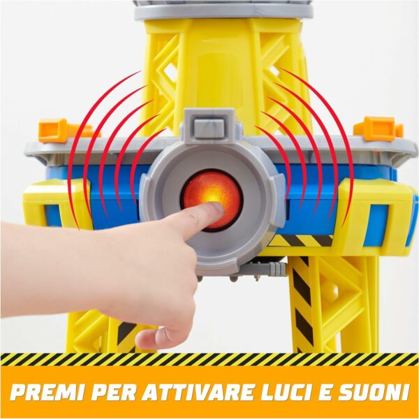Paw Patrol, Rubble & Crew, Torre del Cantiere Generale, Set di Gioco con Personaggio di Rubble, luci e Suoni, Bulldozer e Sabbia Inclusi, Spin Master 6067494 - immagine 3