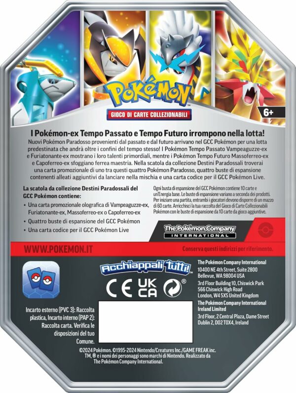 Pokémon Tin da Collezione Destini Paradossali - Massoferreo-ex  , originale, edizione in italiano 2024 - immagine 2