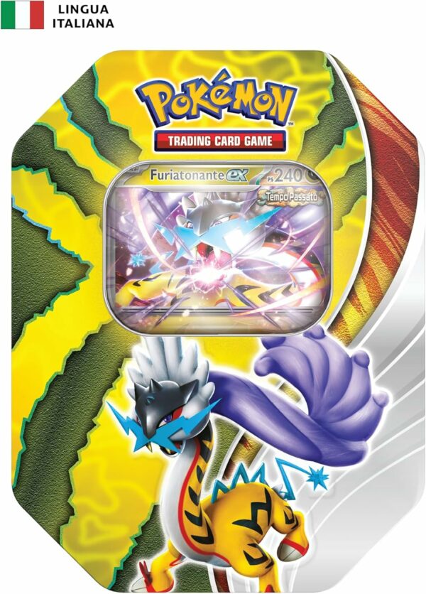 Pokémon Tin da Collezione Destini Paradossali - Furiatonante-ex , originale, edizione in italiano 2024
