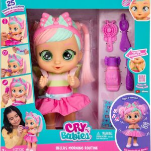 Cry Babies Bella Morning Routine, Bambola, Fa 3 Routine Interattive, Applaude e Balla e i suoi Occhi si Illuminano, IMC Toys 921481