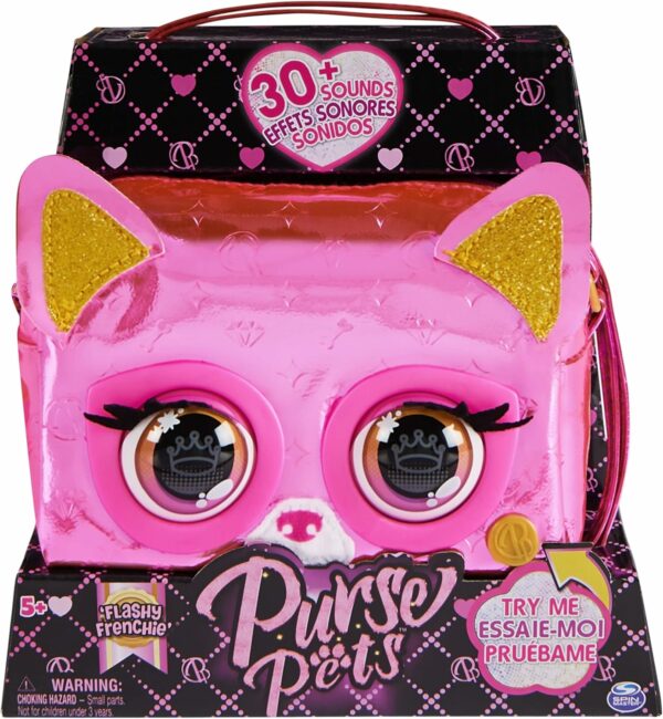 Purse Pets Borsetta Metallic Magic cagnolino rosa  Interattiva, Spin Master 6065582