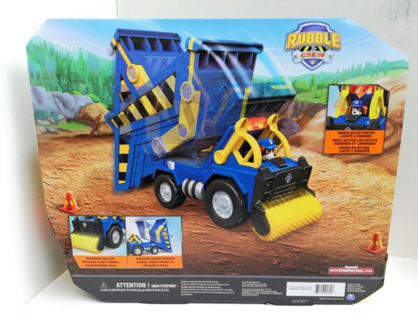 Paw Patrol, Rubble & Crew, Veicolo da cantiere Deluxe di Wheeler, camion ribaltabile con luci e suoni , Spin Master 6070126 - immagine 3