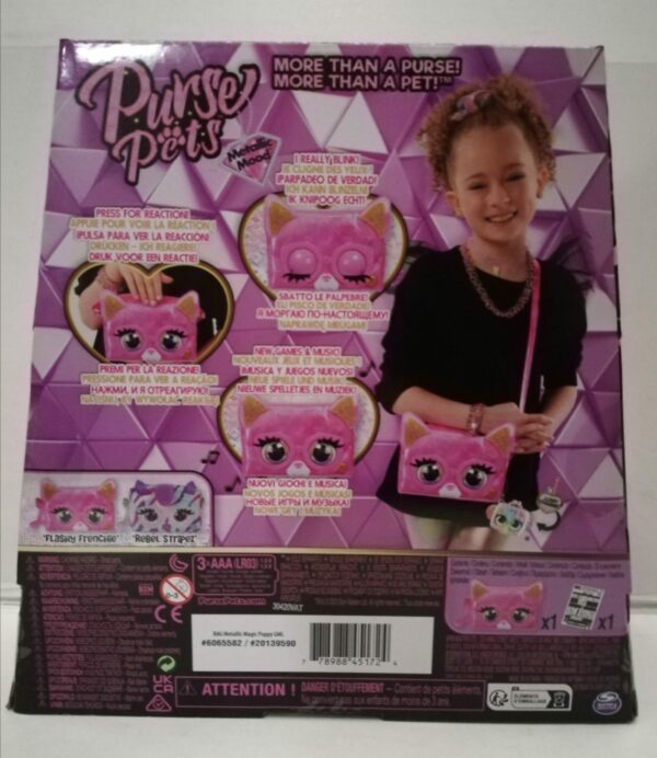 Purse Pets Borsetta Metallic Magic cagnolino rosa  Interattiva, Spin Master 6065582 - immagine 2