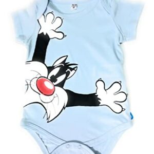 Body Per Bambino Looney Tunes Gatto SIlvestro Varie taglie e colori (3/6mesi 62-68cm, Azzurro)