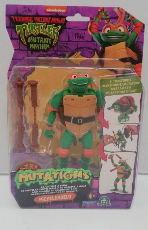 Tartarughe Ninja, Michelangelo Trasformabile 15 cm, Giochi Preziosi TU838000