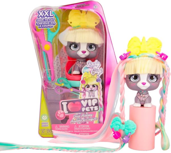 VIP Pets Hair Academy Lady Gigi - Collezionabili Cagnolini con i Capelli XXL , IMC Toys 715288