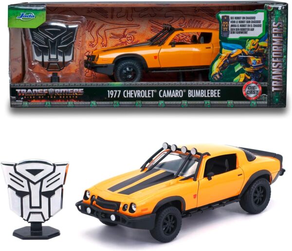 Transformers T7 Bumblebee, Chevrolet Camaro 1977 Modellino Die-cast in scala 1:24 , Simba