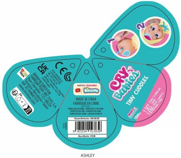 Cry Babies Tiny Cuddles Day Care Ashley 25 cm, Piange Lacrime Vere, IMC Toys 923836 - immagine 2