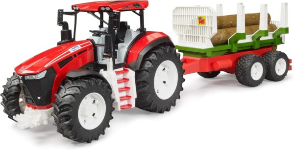 Bruder 03453 Trattore Roadmax con rimorchio di spedizione e 3 tronchi - scala 1/16