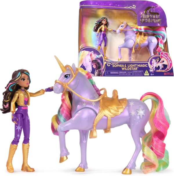 Unicorn Academy, Mini Doll Sophia & Wildstar con Luce Magica, Spin Master 6067325