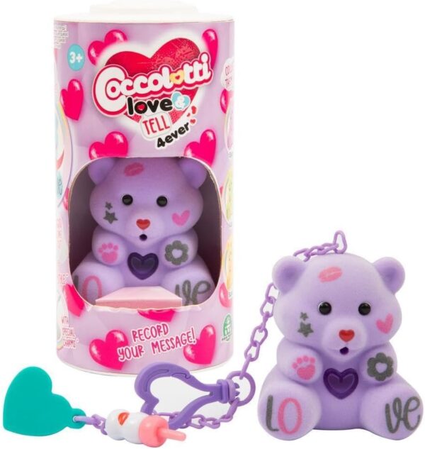 Coccolotti Love&Tell 4ever, Orsetto Sparkle con Funzione Registrazione e Portachiavi Charm, Ripetono Quello che Dici, Giochi Preziosi CCL44000