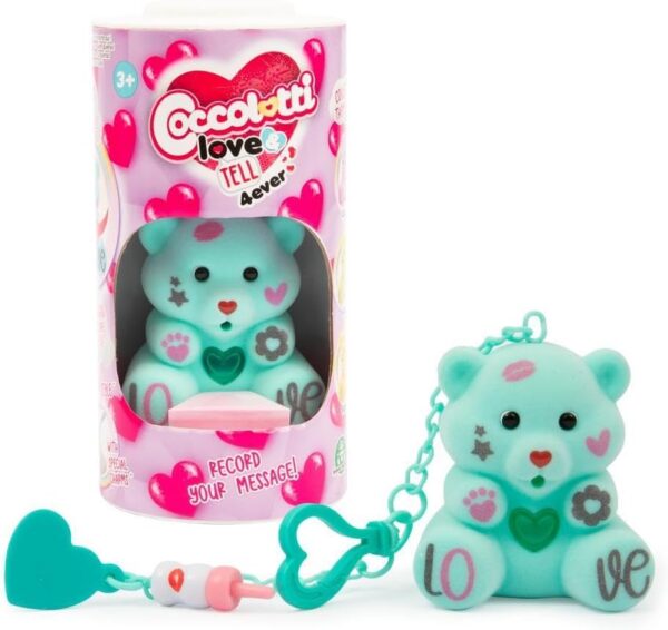 Coccolotti Love&Tell 4ever, Orsetto Happy con Funzione Registrazione e Portachiavi Charm, Ripetono Quello che Dici, Giochi Preziosi CCL44000