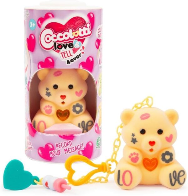 Coccolotti Love&Tell 4ever, Orsetto Sunshine con Funzione Registrazione e Portachiavi Charm, Ripetono Quello che Dici, Giochi Preziosi CCL44000