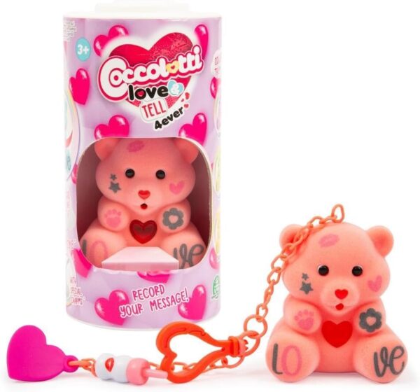 Coccolotti Love&Tell 4ever, Orsetto Magic con Funzione Registrazione e Portachiavi Charm, Ripetono Quello che Dici, Giochi Preziosi CCL44000