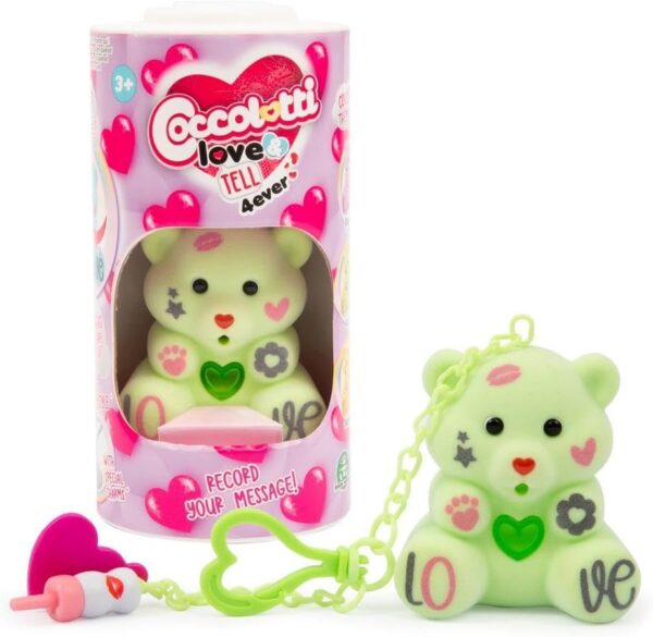 Coccolotti Love&Tell 4ever, Orsetto Lucky con Funzione Registrazione e Portachiavi Charm, Ripetono Quello che Dici, Giochi Preziosi CCL44000